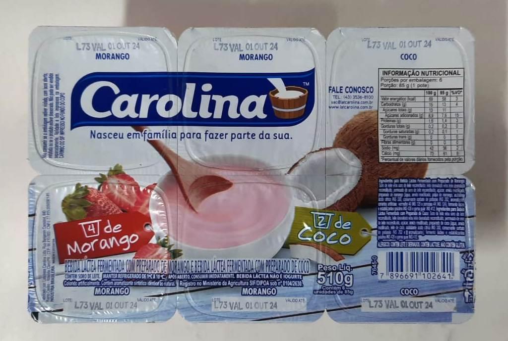 Iogurte Bandeja Carolina Morango e Coco 10x510g
