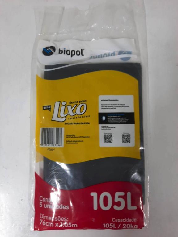 Saco Lixo Almofada Preto 105L Biopol
