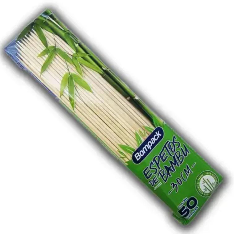 PALITO P/CHURRASCO BAMBU BOMPACK 30CM C/50UN