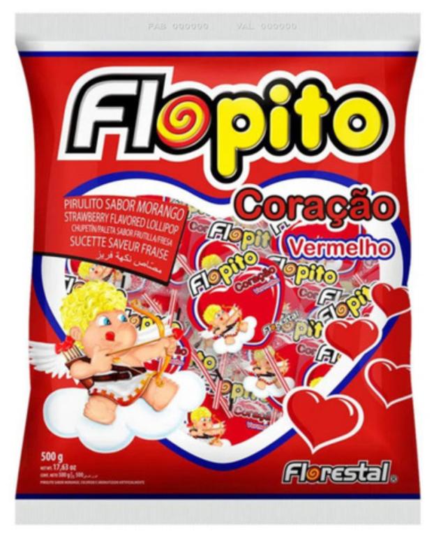 PIRULITO FLOPITO CORACAO VERMELHO 500G
