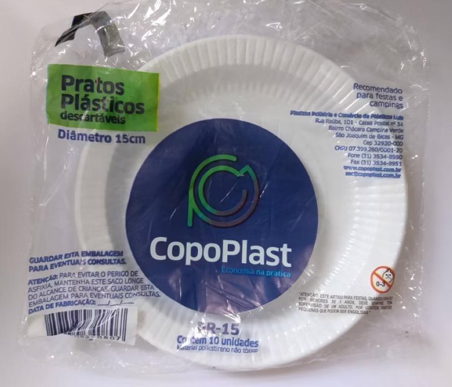 PRATO PLAST. COPOPLAST BRANCO PR-15CM RASO C/10UN