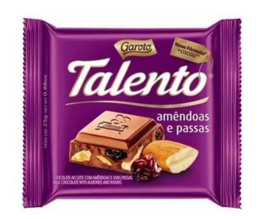 BARRA TALENTO CHOC. AMENDOAS E PASSAS 25G