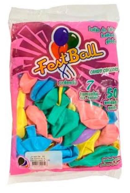 BALAO LISO RED. FESTBALL N°7 SORTIDO CANDY C/50UN