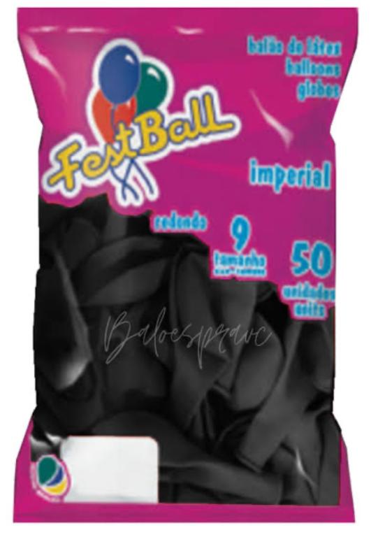 BALAO LISO RED. FESTBALL N°9 PRETO C/50UN
