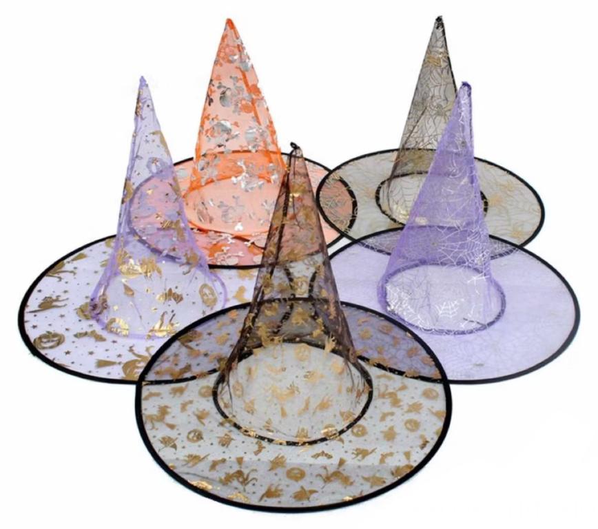 CHAPEU BRUXA TULE C/ DESENHOS