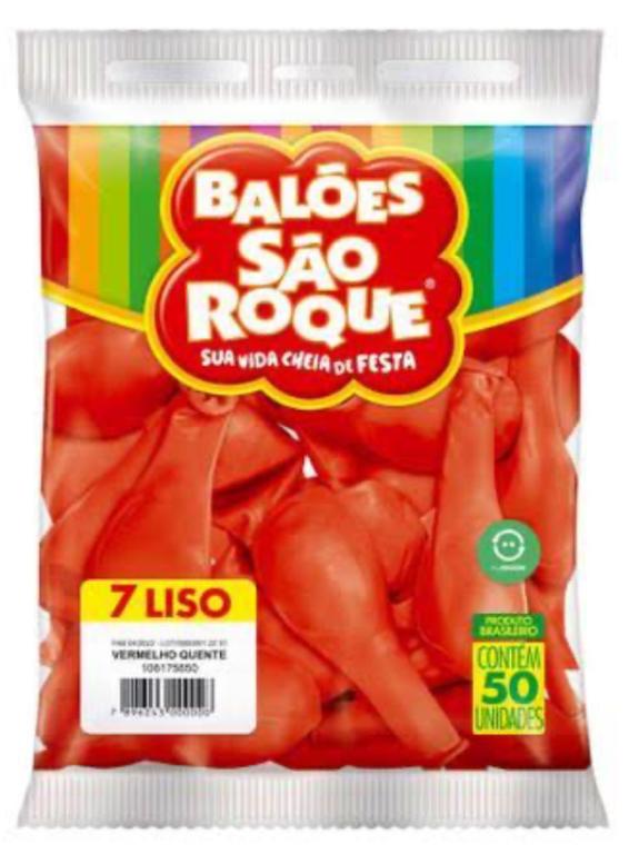 BALAO SAO ROQUE N°7 VERMELHO QUENTE C/50UN