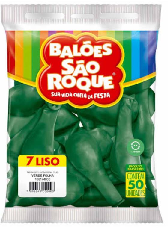 BALAO SAO ROQUE N°7 VERDE FOLHA C/50UN
