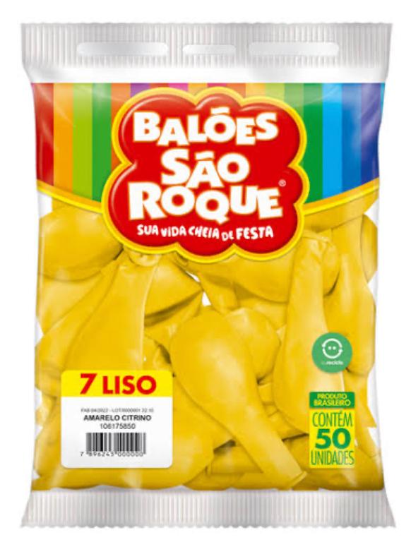 BALAO SAO ROQUE N°7 AMARELO CITRINO C/50UN