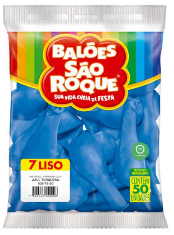 BALAO SAO ROQUE N°7 AZUL TURQUESA C/50UN