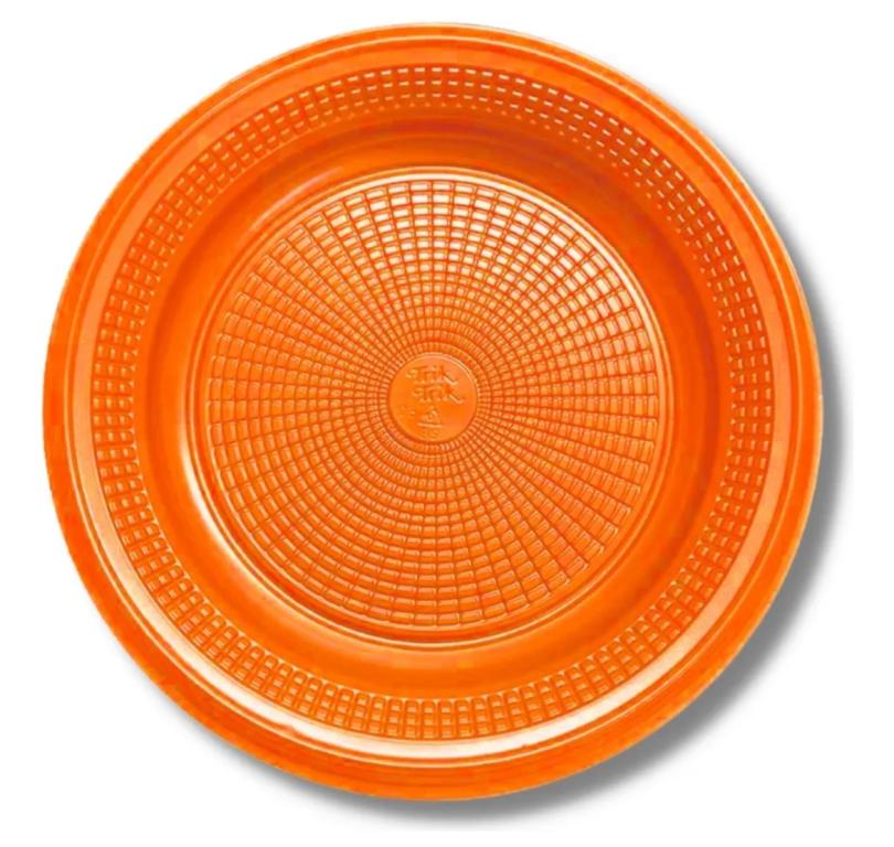 PRATO PLAST. TRIK TRIK 15CM RASO LARANJA C/10UN