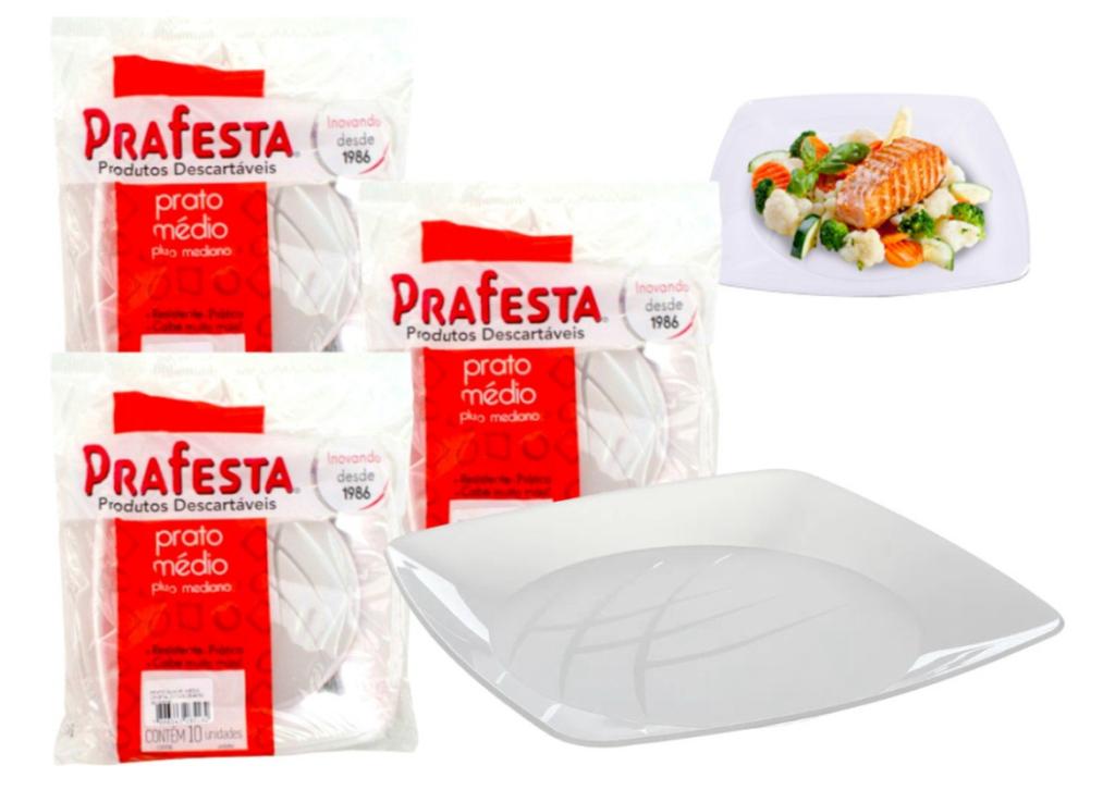 PRATO PRAFESTA QUADRADO MEDIO CRISTAL C/10UN