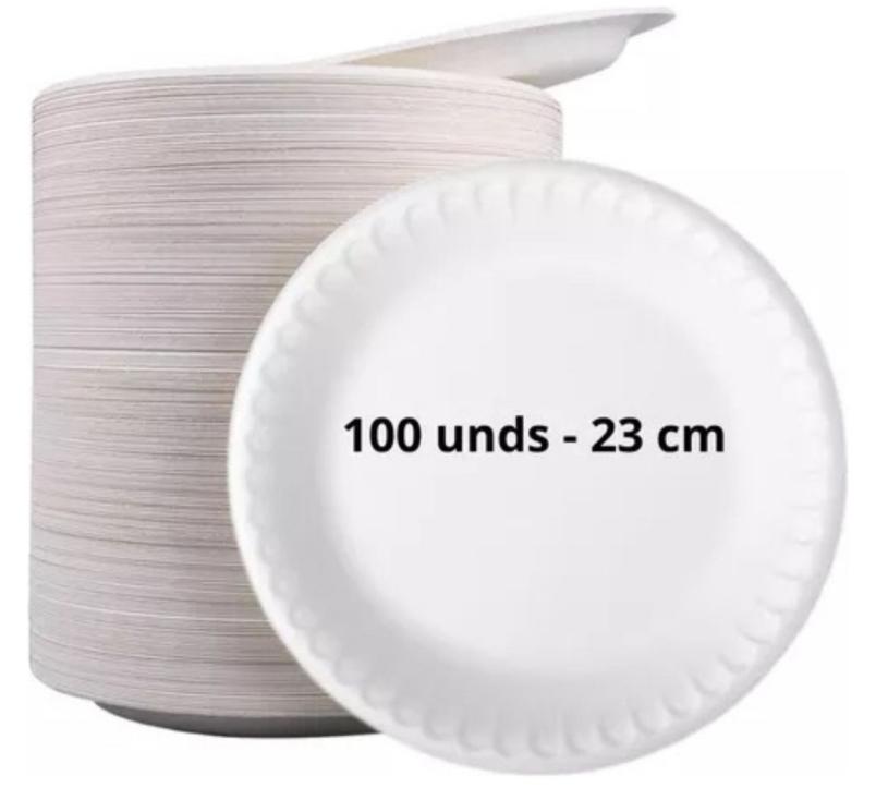 PRATO ISOPOR ULTRA RASO 23CM C/100UN