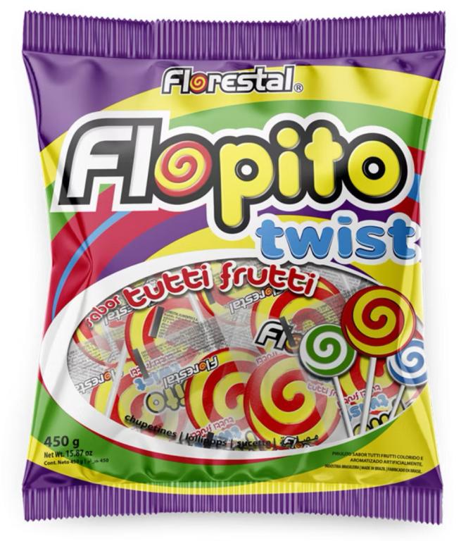 PIRULITO FLOPITO TWIST VERMELHO/AMARELO 450GR