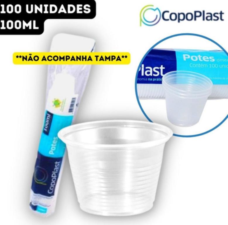 POTE PLAST. PS COPOPLAST 100ML TRANSP. C/100UN