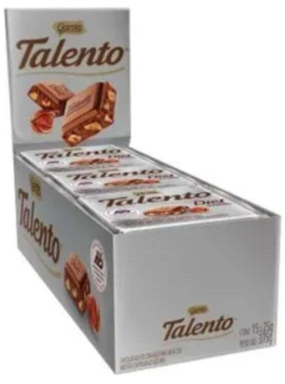 BARRA TALENTO CHOC. AVELAS DIET DP/15X25G