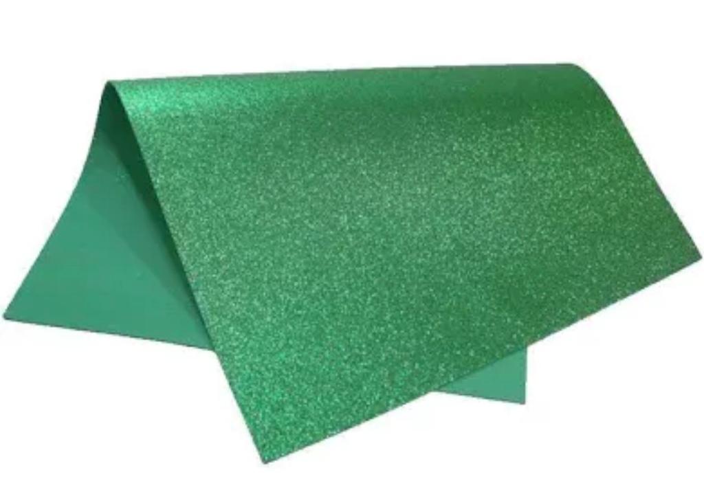 BORRACHA EVA C/GLITTER VERDE ESCURO 40X47 UN