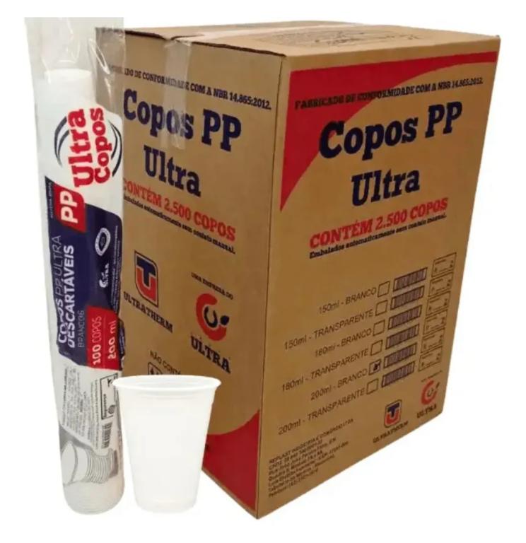 COPO PLAST. PP ULTRA 200ML TRANSP. C/100UN