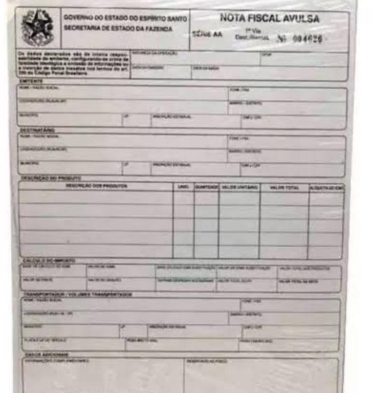 NOTA FISCAL AVULSA 4VIAS