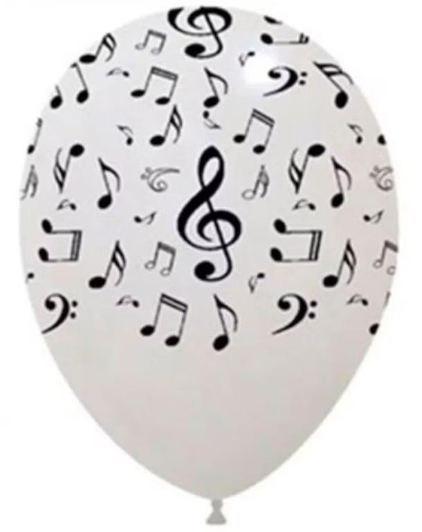 BALAO DECORACAO PIC PIC N°10 NOTAS MUSICAIS BRANCO/PRETO C/25UN