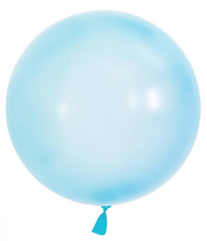 BALAO BUBBLE TRANSPARENTE AZUL 45CM