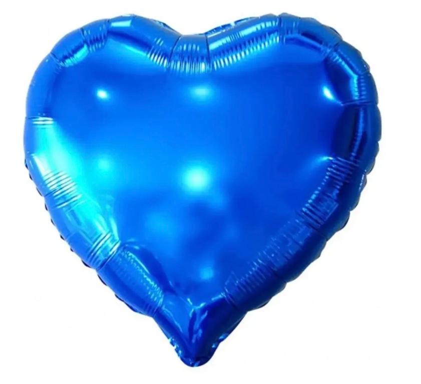 BALAO METALIZADO CORACAO AZUL 25CM