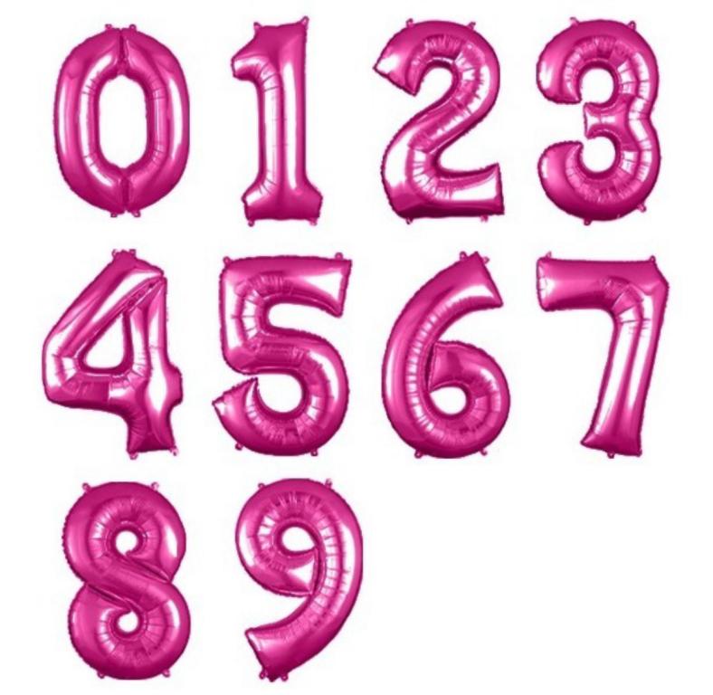 BALAO METALIZADO NUMERO WARNA 40CM ROSA N°2