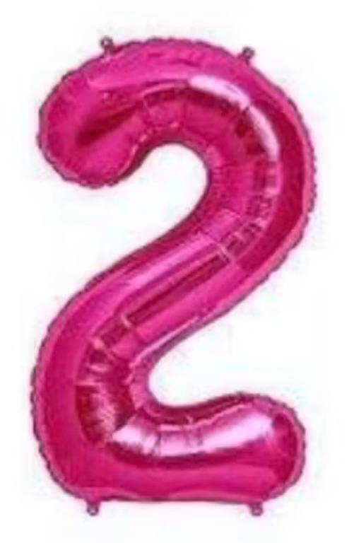 BALAO METALIZADO NUMERO ROSA 40CM N°2 WARNA