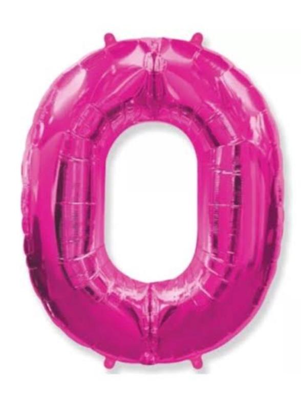 BALAO METALIZADO NUMERO ROSA 75CM N°0 WARNA