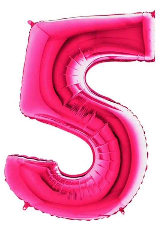 BALAO METALIZADO NUMERO ROSA 75CM N°5 WARNA