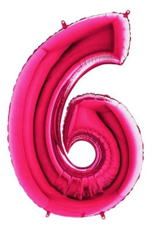 BALAO METALIZADO NUMERO ROSA 75CM N°6 WARNA