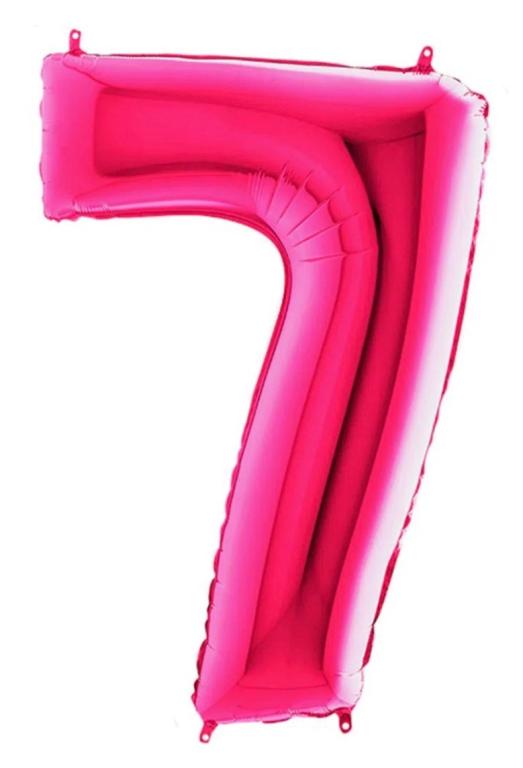 BALAO METALIZADO NUMERO ROSA 75CM N°7 WARNA