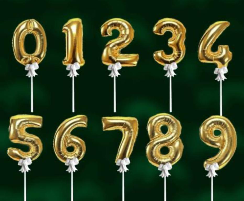 BALAO TOPO DE BOLO 14CM DOURADO N°2