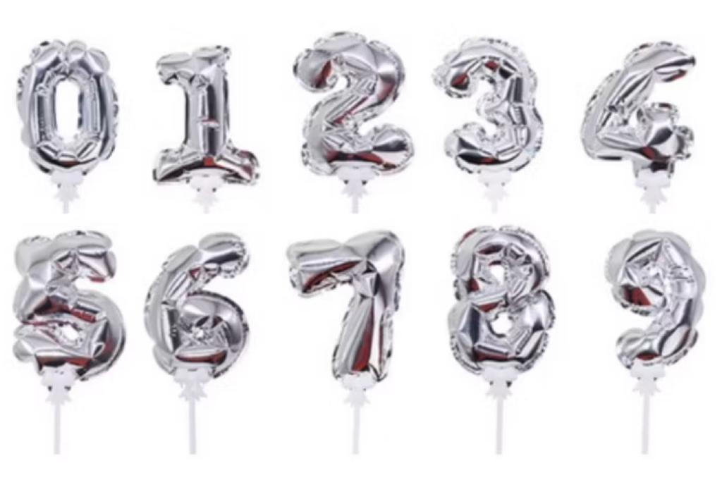 BALAO TOPO DE BOLO 14CM PRATA N°9