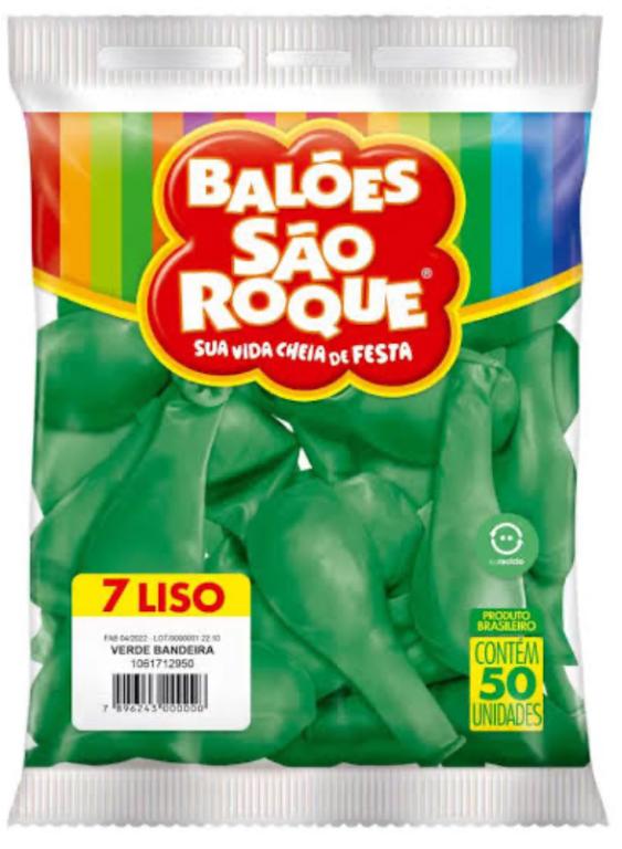BALAO SAO ROQUE N°7 VERDE BANDEIRA C/50UN