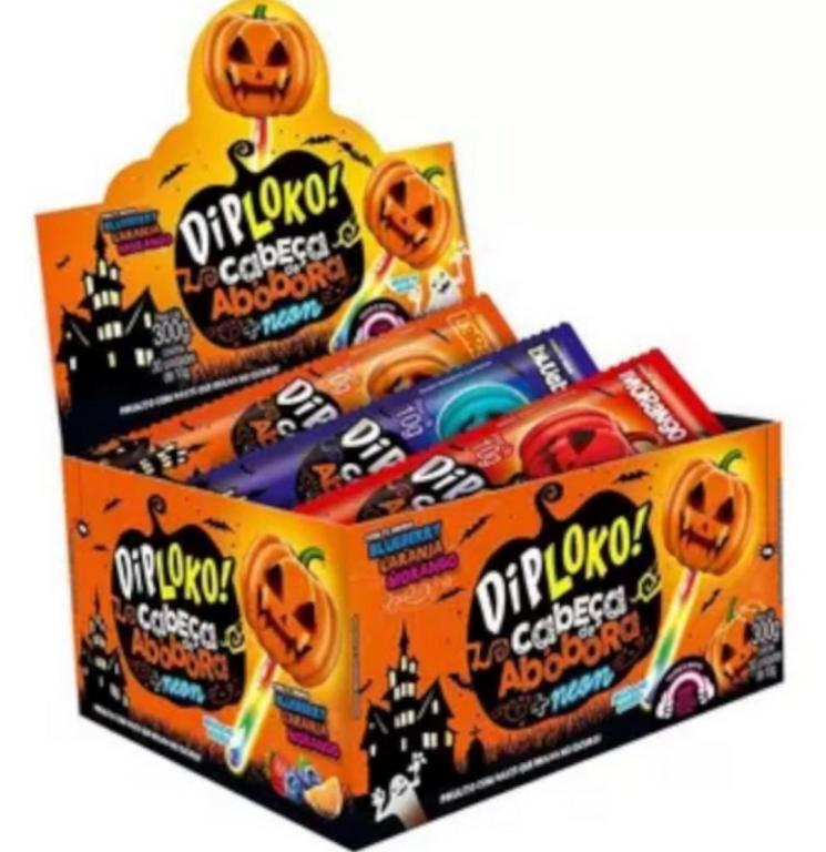 PIRULITO DIP LOKO NEON CABEÇA ABOBORA DP/30UN