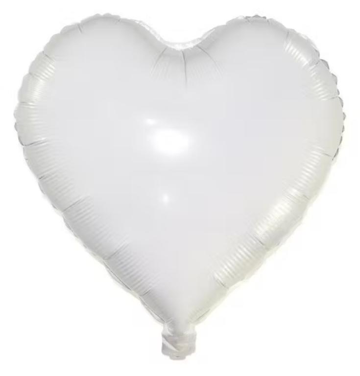 BALAO METALIZADO CORACAO BRANCO 18POL 45CM