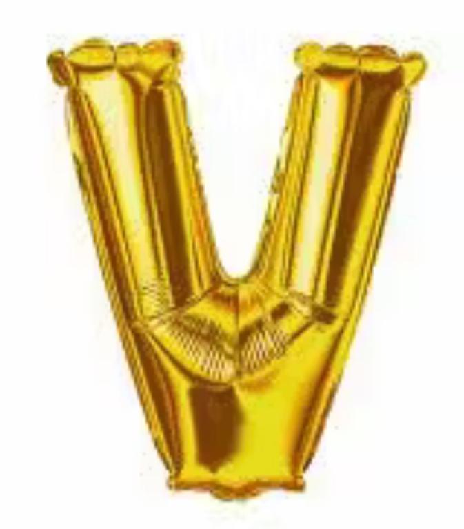 BALAO LETRA (V) DOURADO 45CM BR