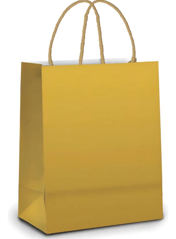 SACOLA PAPEL SURPRESA 18X22X9 OURO C/10UN