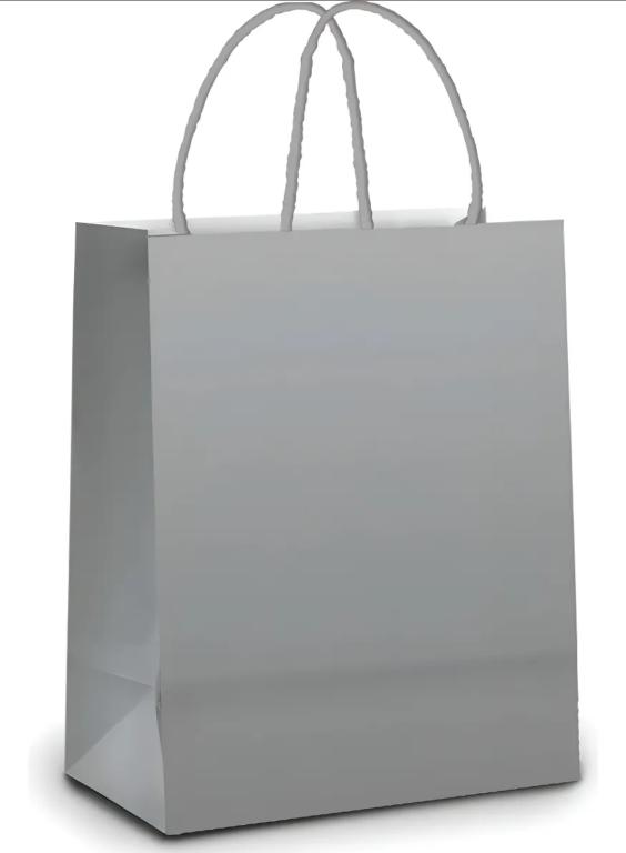 SACOLA PAPEL SURPRESA 18X22X9 PRATA C/10UN