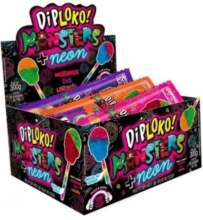PIRULITO DIP LOKO NEON MONSTER CAVEIRA DP/30UN