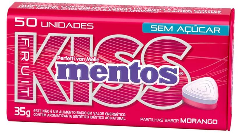 BALA MENTOS KISS LATA MORANGO 35GR