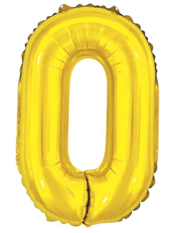 BALAO METALIZADO NUMERO DOURADO 75CM N°0 BR