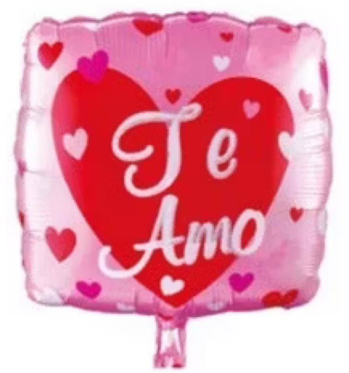 BALAO METALIZADO QUADRADO TE AMO 45X47CM