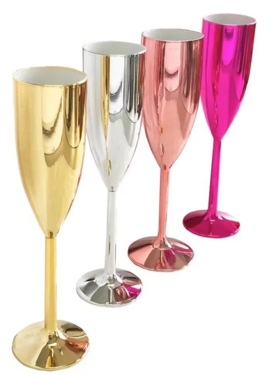 TACA DE CHAMPAGNE METALIZADA ROSE 180ML