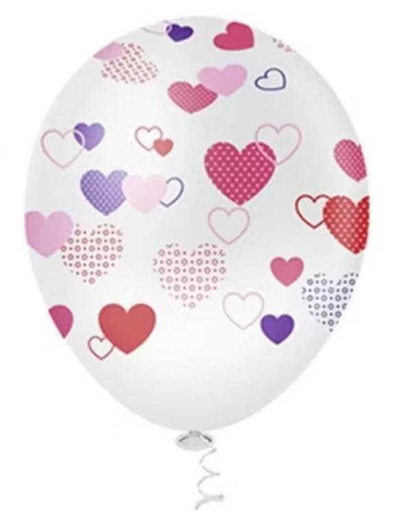 BALAO DECORACAO PIC PIC N°10 CORACOES CLEAR C/25UN