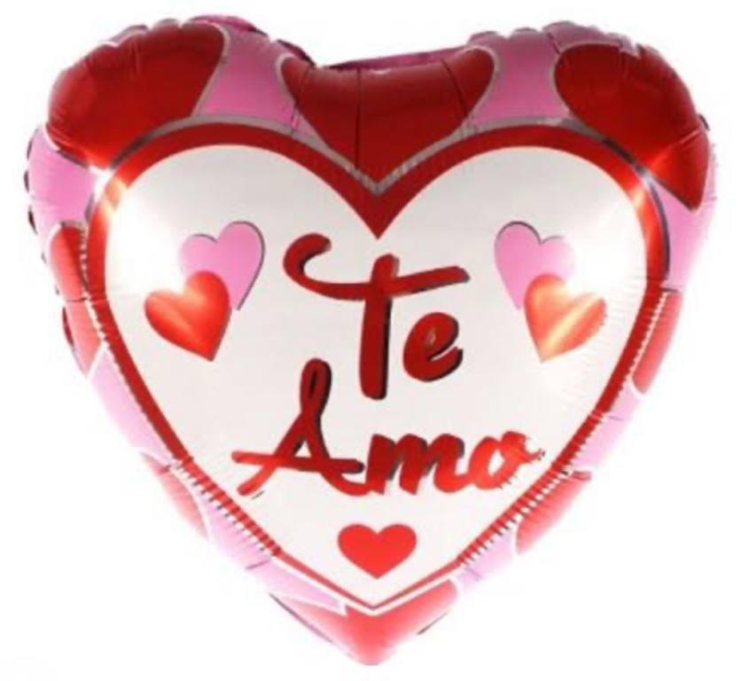 BALAO METALIZADO CORACAO TE AMO 10 POL 25CM