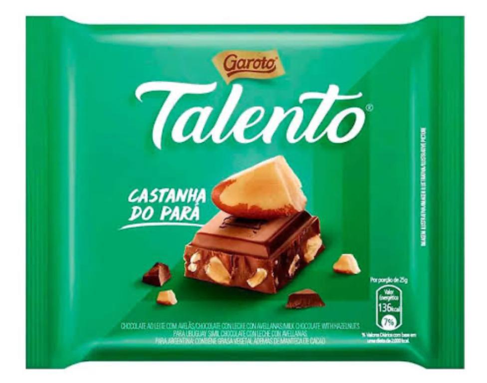 BARRA TALENTO CHOC. AO LEITE CASTANHA DO PARA 85G