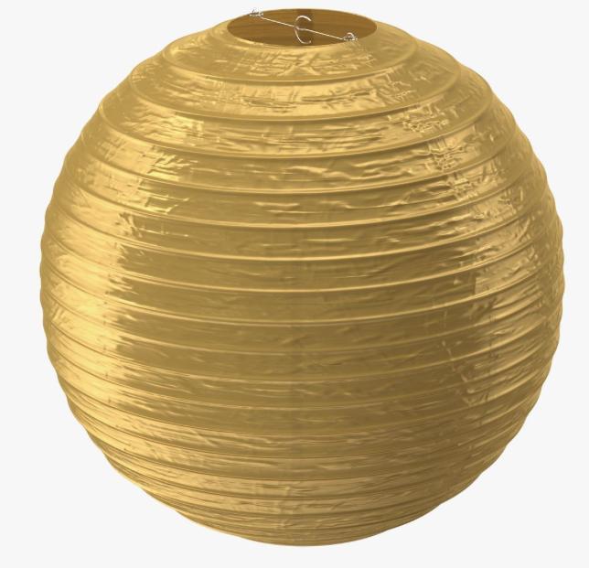 LANTERNA PAPEL REDONDA DOURADA 16 POL