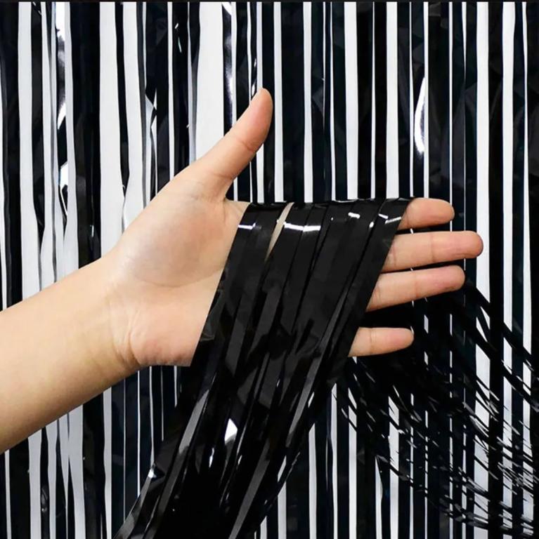 CORTINA METALIZADA PRETA 1X2MT