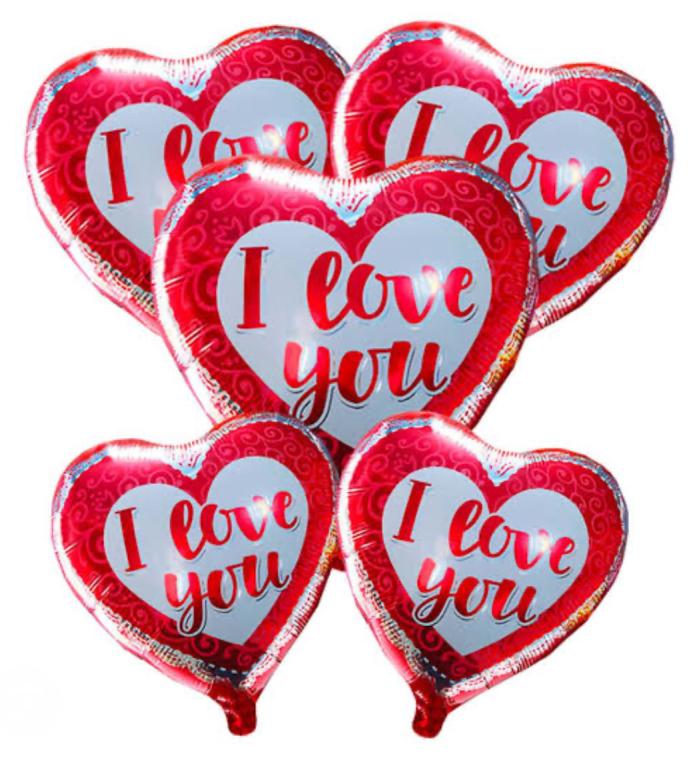 BALAO METALIZADO CORACAO I LOVE YOU VERMELHO/BRANCO 45CM